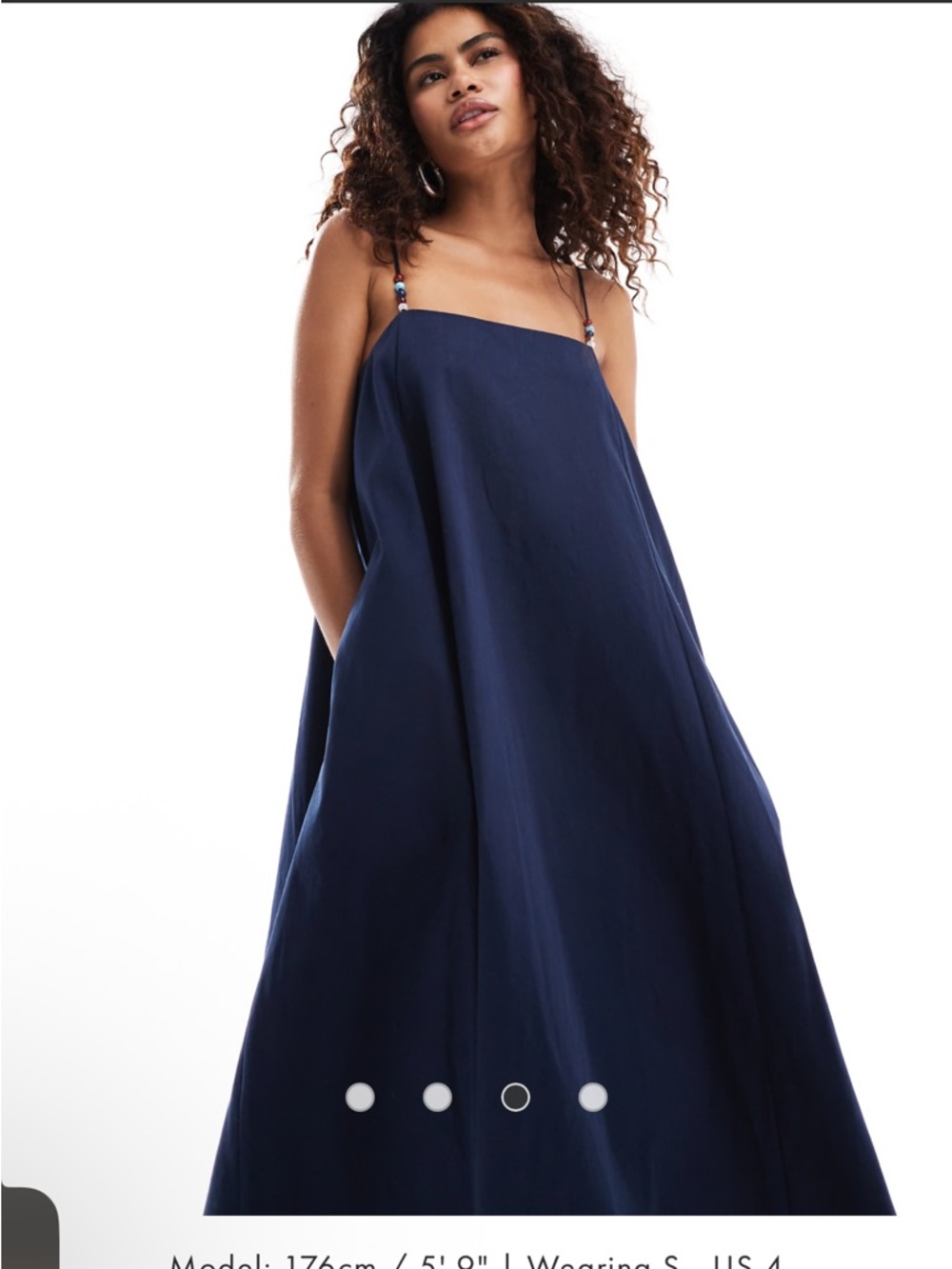 New Ghospell Navy Maxi Dress with Spaghetti Straps XS100% cotton